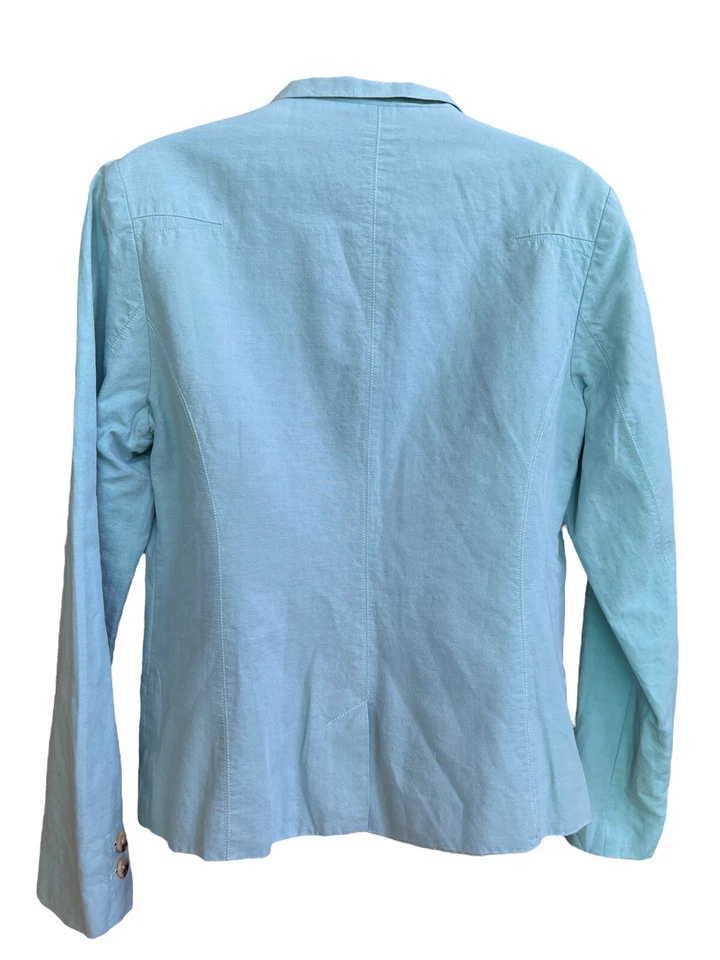 Blazer Sundance Mezcla de Lino Azul Claro Audrey Azul Asimétrico Talla 10 Foto 4 de 4