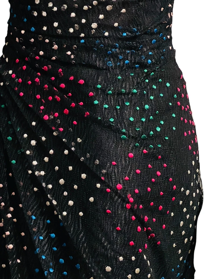 Monique Lhuillier без бретелек в горошек вышитая структура Net коктейльное платье 6 - Изображение 3 из 4