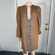 NEW Ulla Johnson Women's Dress M Narissa Cotton Animal Print L/S R3-14
