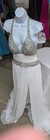 Lamda White/Silver Halter Sleeveless A-Line Chiffon Beaded Gown 8 G538 — photo 1