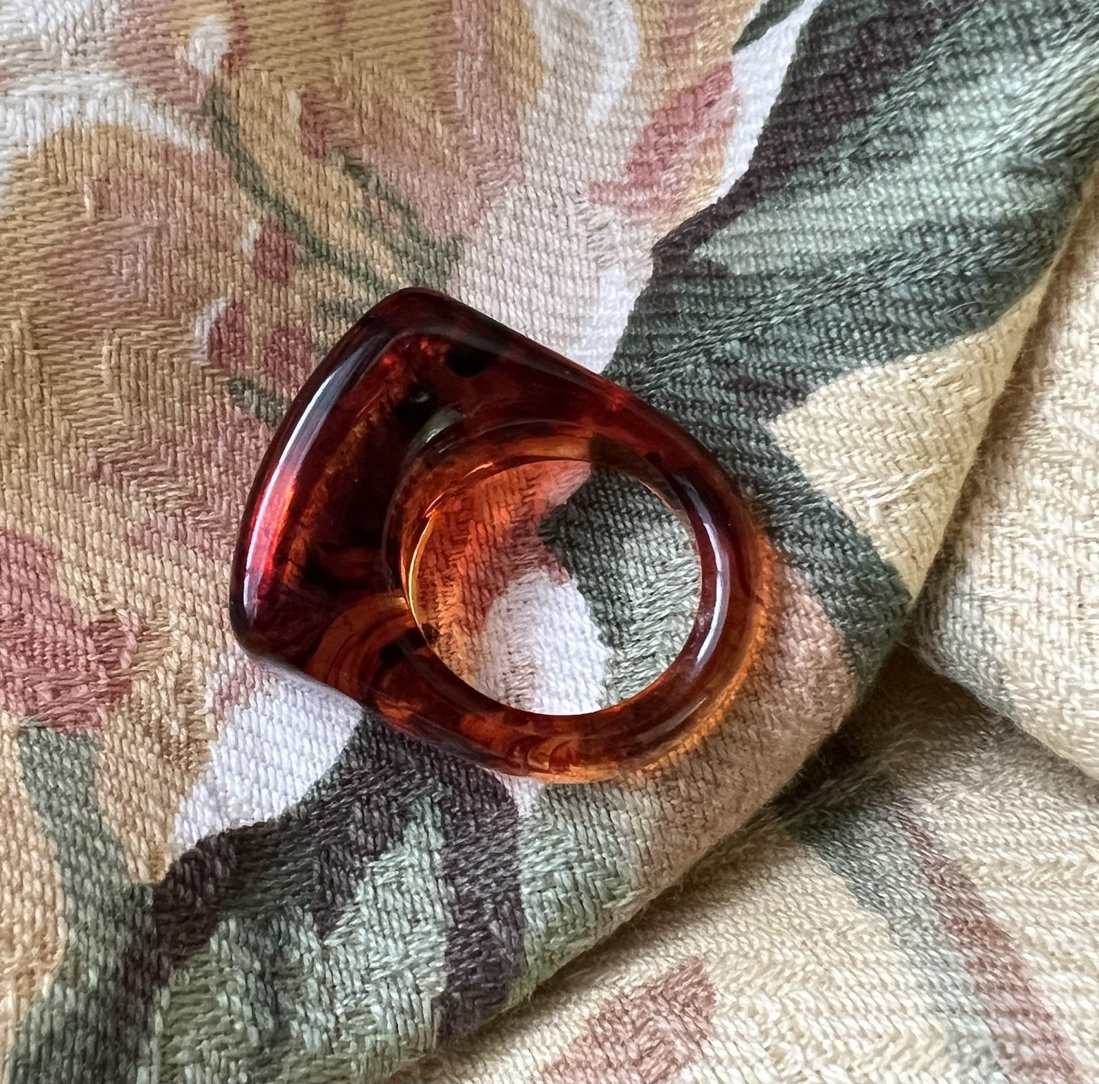 Large Solid Carved Polished Amber Band Ring Size 8 - image 3