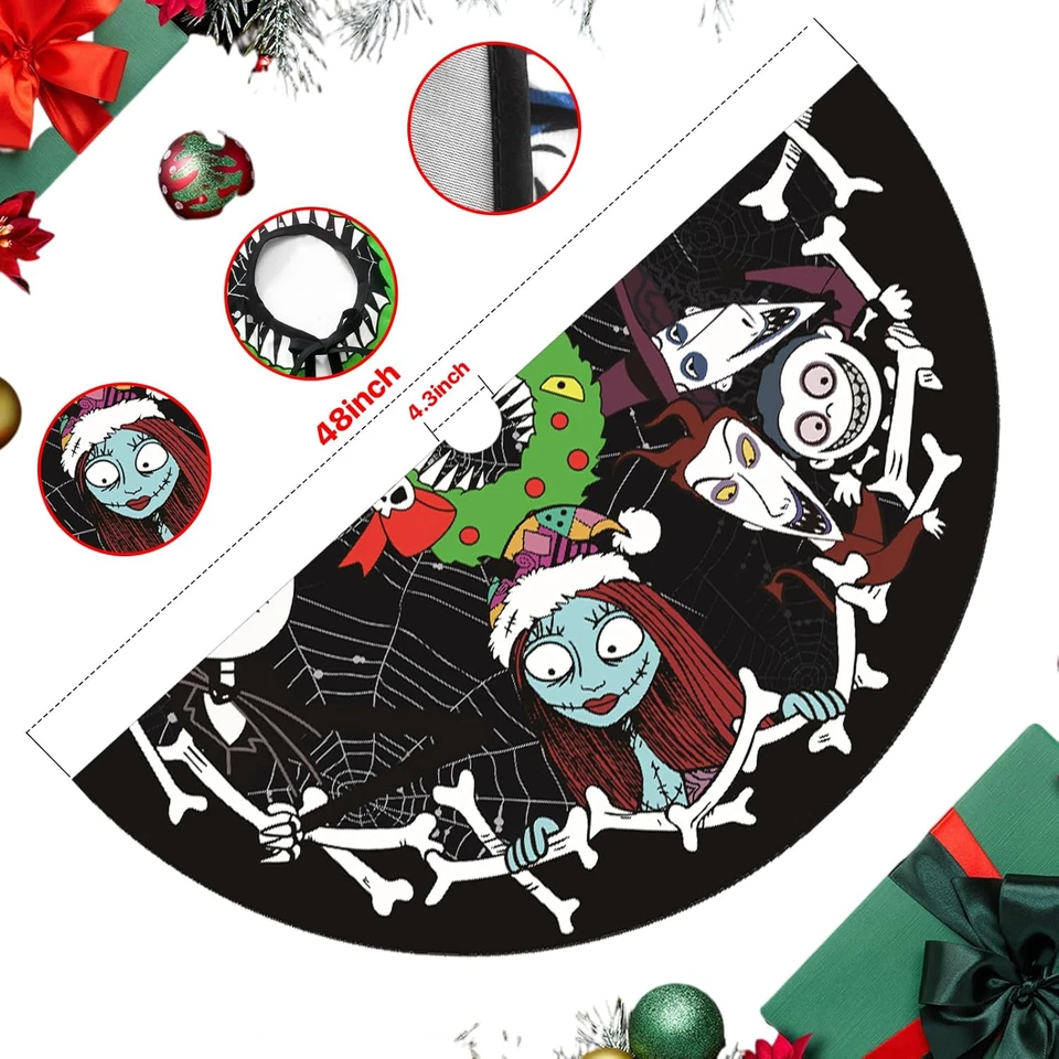 48 Christmas Tree Skirt - Soft Cozy Holiday Decor for Xmas Tree Base, Red/White - Image 3 of 4