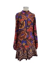 Women Dresses Farm Rio BRIGHT FLORA BROWN MINI DRESS S