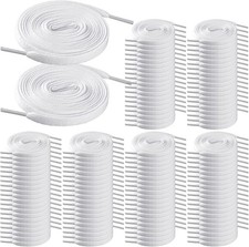 Tigeen 120 Pairs Flat Shoe Laces Bulk 47'' Long 5/16" Wide Athletic White