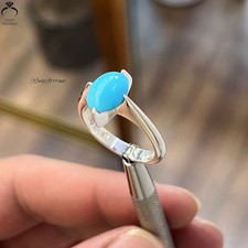 Women's Turquoise Ring Natural Neyshabur Feroza 925 Silver Handmade Jewelry
