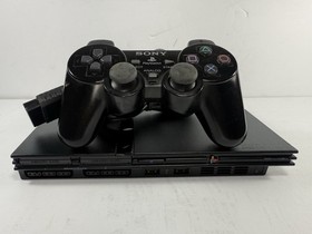Sony PlayStation 2 PS2 Slim Console Black SCPH-75001 + Controller & Cables