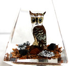 Vintage Hand Carved Painted Horned Owl Lucite/acrylic Unique Canada Paperweight — photo 5