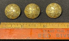 Matching Set Of 3 One Piece Stamped Etched Golden Age Buttons Medium Size