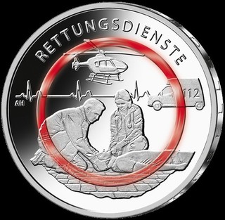 10 Euro Germany 2026 Emergency Services with Red Polymer Ring Mint G