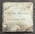Rare 5 Oz US Silver Corporation Vintage Silver Bar Engelhard Sheet W/ Rev. Stamp