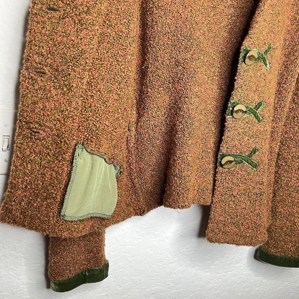 Suéter HWR Naranja Quemado Abotonado Talla Grande Mezcla de Lana Anthropologie Foto 4 de 4