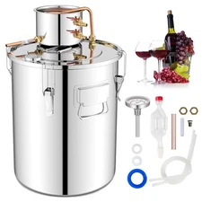 10 Gal Stainless Steel Water Alcohol Distiller Home Brewing Kit w/ Thermometer