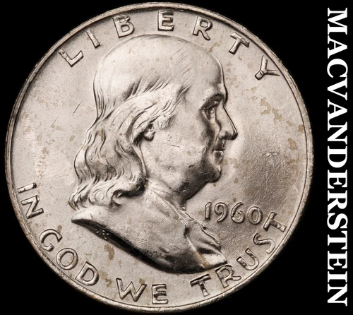 1960-D Silver Franklin Half Dollar - Choice Gem Brilliant Unc++++  #G9447