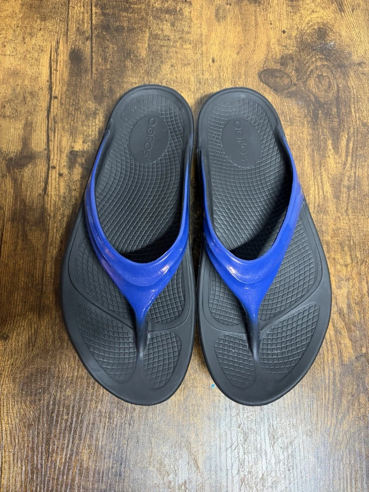 OOFOS OLala 豪华蓝色 Jay 拖鞋凉鞋懒人鞋女式 8 码 US/39 EU — 第 3/4 张图片