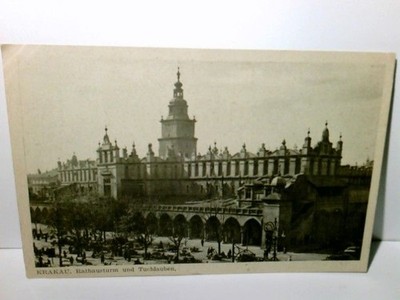 Krakau. Polen. Rathausturm und Tuchlauben. Alte Ansichtskarte / Postkarte s/w, u