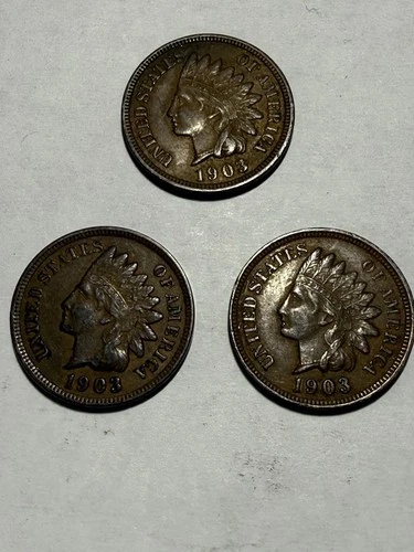“3LotBuy”-1903 Indian Head Cent Buy-Partial Liberty All 3 -Nice Looking Pennys
