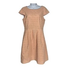 J.Crew Womens Eyelet Cap Sleeve Dress Pink 6 Fit & Flare Nylon Cotton Lined