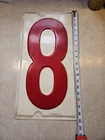 Vintage Fire Chief/Texaco Gas Station Sign Embossed Number 8, 19 x 10