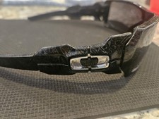 Oakley Oil Rig Sunglasses Polished Black/Silver Ghost text After Market lenses