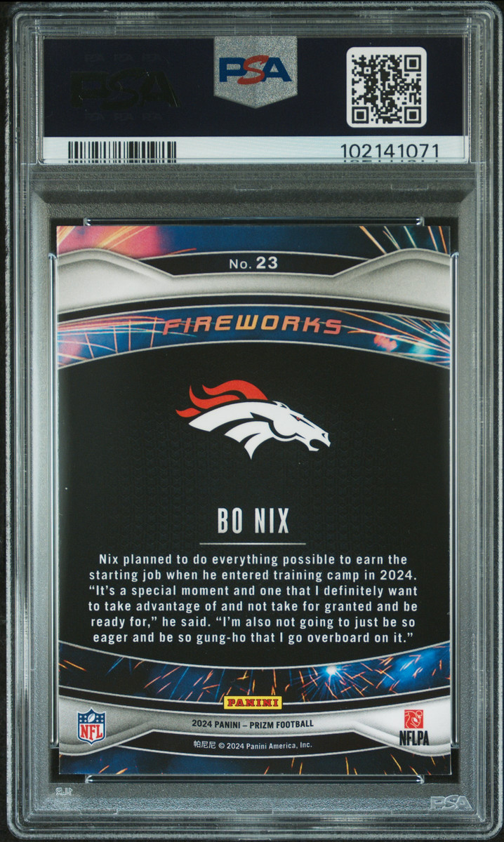 2024 PANINI PRIZM FIREWORKS #23 BO NIX ROOKIE RC PSA 9 | eBay 2024 PANINI PRIZM FIREWORKS #23 BO NIX ROOKIE RC PSA 9 | eBay