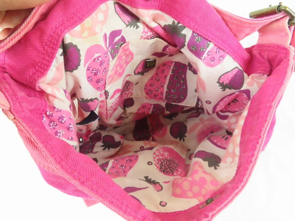 Bolso de Hombro Vintage GAP Cartera Lona Denim Carga Pequeño Hobo Rosa Fresa Y2K Foto 4 de 4