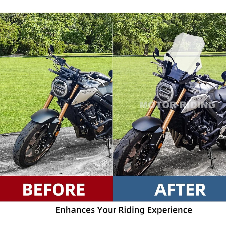 For Honda Shadow ACE VT750C Large Motorcycle Clear Windshield 7/8" 1" Handlebar - Image 4 of 4