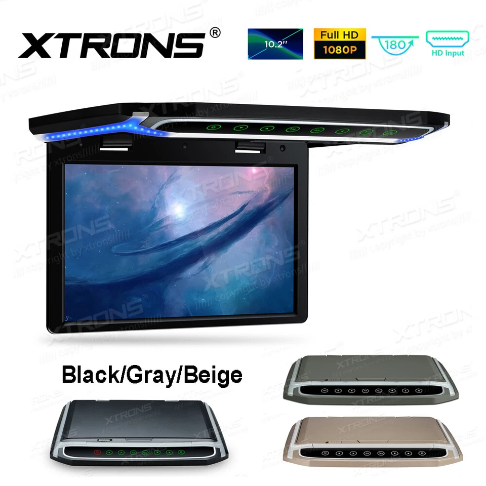 10.2" Screen Car Roof Overhead Mounted Monitor Player 1080P HDMI USB IR FM Game - Image 4 of 4