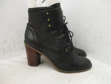 Franco Sarto Eden Black Leather Zip Ankle Boots Womens Size 9 M