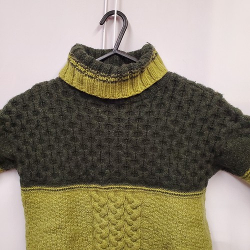 Maglione donna artigianale Inis lana merino Irlanda girocollo maglia cavo verde taglia M - Foto 4 di 15