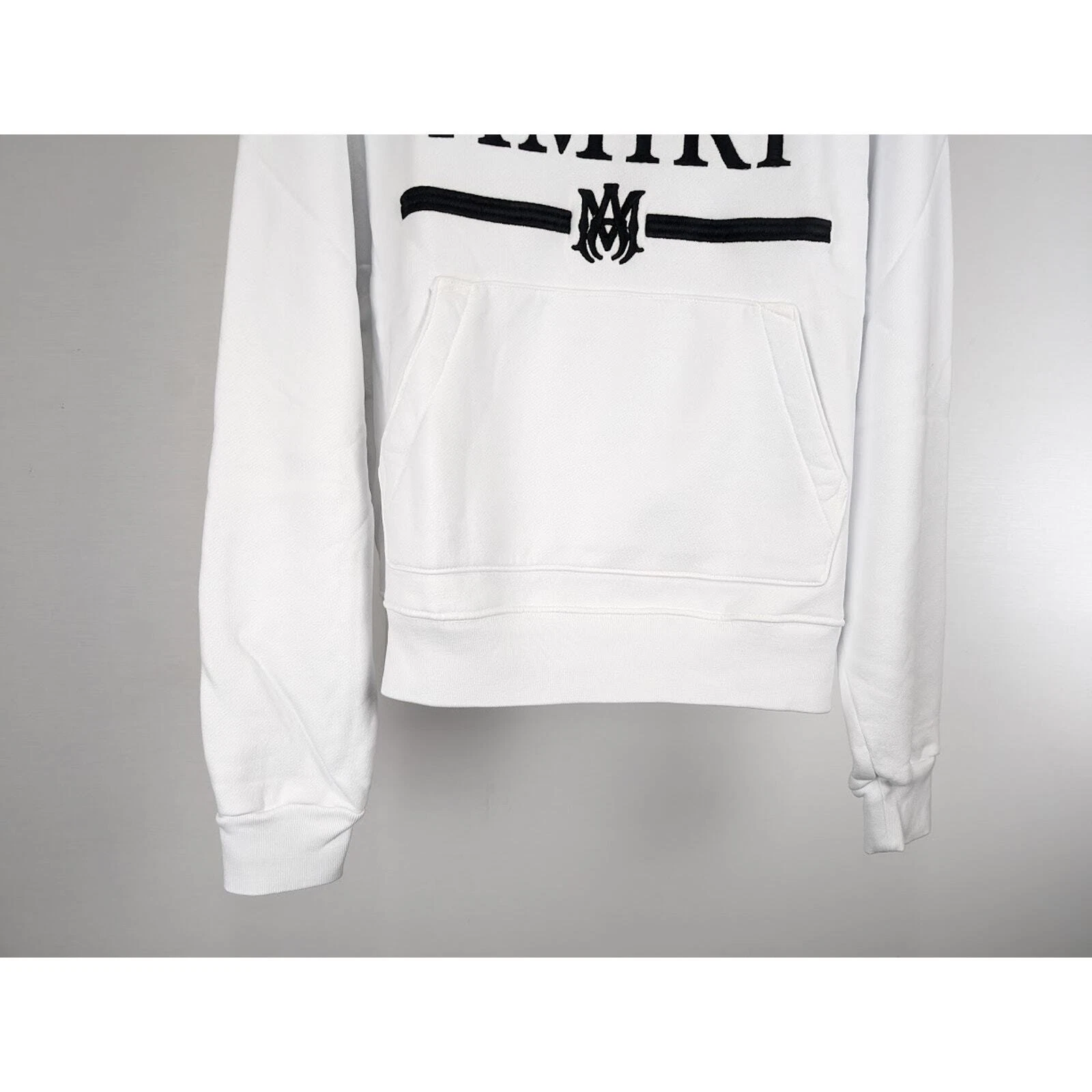 Felpa con cappuccio Amiri MA Bar ricamata bianca nuova con etichetta XXL
