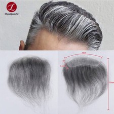 1B60 Grey Man Toupee Frontal Hairline for Men V Style Straight Human Hair 0.06mm