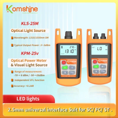Komshine Optic Fiber Power Meter Loss Tester w/ VFL,SM Light Source 1310/1550nm