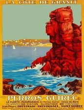 6222.La Cote dr Granit, Perros guirec Travel Poster.Wall Art Decorative.Design