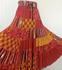 Vtg Carole Little German Rayon Tiered Skirt Full Sweep Gypsy Boho Sz 14 Made USA