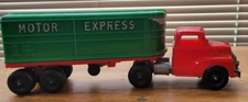 1950's Hubley Kiddie Toy #352 MOTOR EXPRESS Tractor and Trailer ...Nice  READ!