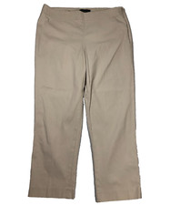 Talbots Womens Heritage Pants Beige Sz 12 Stretch Side Zip Straight Leg Pockets