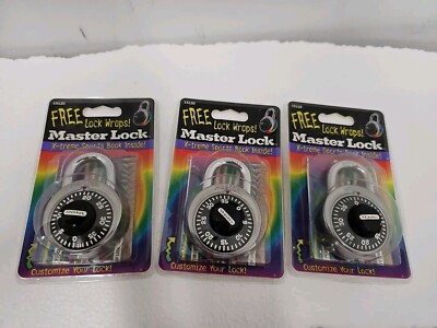 Set of 3 Master Lock Combination Padlocks with Tie Dye Color Wraps