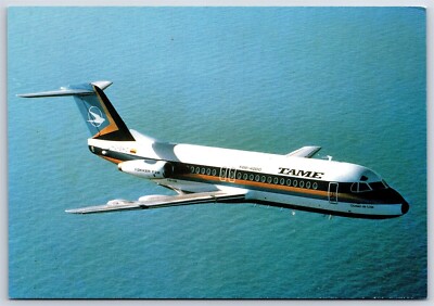 Airplane Postcard TAME Ecuador Airlines Fokker F-28-4000 Fellowship HC-BMD CT3
