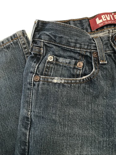 Levis 514 Boys Distressed Slim Straight Blue Jean Red Tab Sz 10 Reg 25 x 25 - Picture 8 of 12