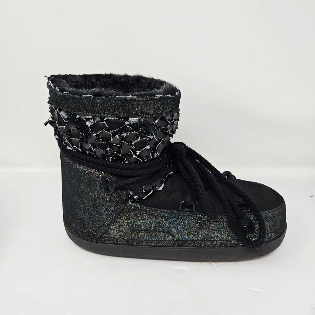 Inuikii Classic Boots Women Size 6.5 Lined Fur Rainbow Glitter Ankle Snow Boots image 10