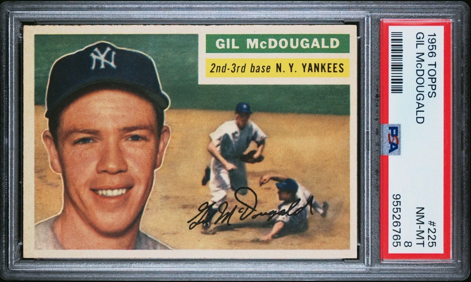 Gil McDougald 1956 Topps #225 - PSA 8 - Freshly Graded - New York Yankees