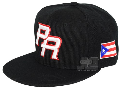 Puerto Rico Snap back Hat Flag 3D PR Flat Bill Rico Baseball Acrylic Cap NEW - Picture 72 of 73