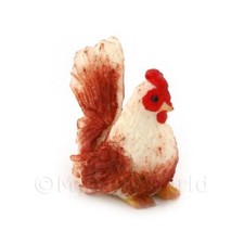 Domek dla lalek miniaturowy brązowo-biały kura