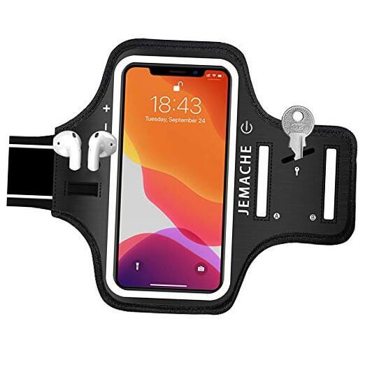 iPhone 16 15 14 13 12 11 Running Armband with Earphone Holder Water Dark Black-image