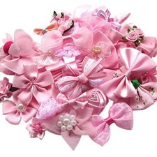 Mix Pink Ribbon Flowers Bows Craft Wedding Ornament Appliques 40pcs