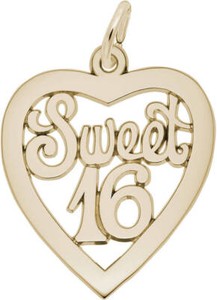 Authentic Sweet 16 Open Heart Charm by Rembrandt 10K or 14K Gold or Sterling Silver