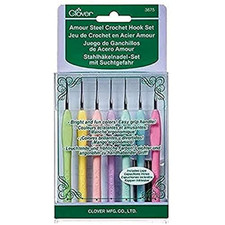 Clover Amour Steel Crochet Hook Set 7 PCS - Ergonomic Crochet Needles