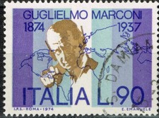 Italy Famous innovator Guglielmo Marconi World Map stamp 1974