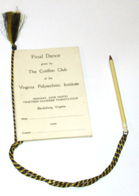 VINTAGE 1924 VIRGINIA POLYTECHNIC INSTITUTE COTILLON CLUB DANCE NOTEPAD/PENCIL!