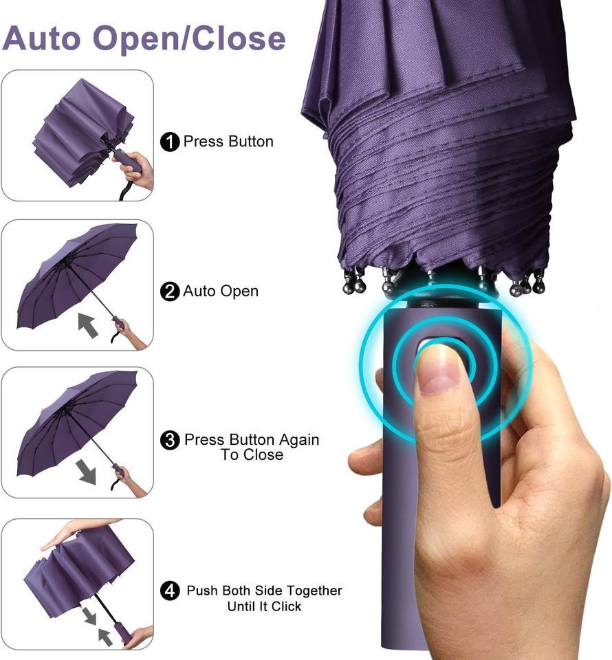 GuoChe UV50+ Automatik Regenschirm - Winddicht & Leicht Für Reisen Und Golf